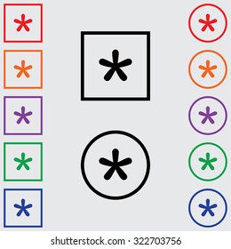 Illustrations of Multiple Coloured Square and Round Icons Isolated on a Grey Background - Blobbed Star