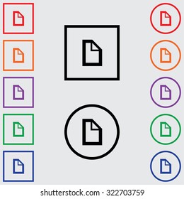 Illustrations of Multiple Coloured Square and Round Icons Isolated on a Grey Background - Document