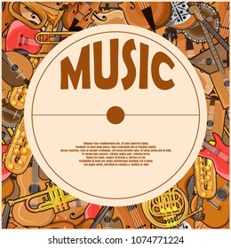 Illustrations of musical instruments on the poster