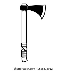 Illustrationen indianischer Tomahawk im Gravierstil. Design-Element für Emblem, Zeichen, Poster, Karte, Banner, Flyer. Vektorillustration