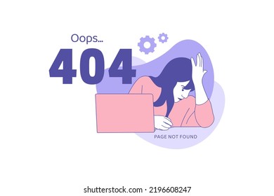 Illustrations negative expression angry business woman for Oops 404 error design concept landing page