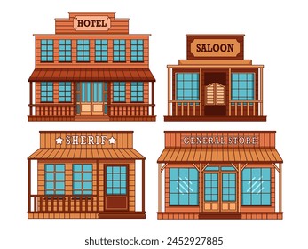 Illustrations of old western buildings, from grand hotels and saloons to sheriff's offices and old general stores. These works of art capture the essence of frontier life and the Wild West.