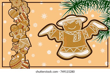 Illustrations on a Christmas theme, on a holiday card