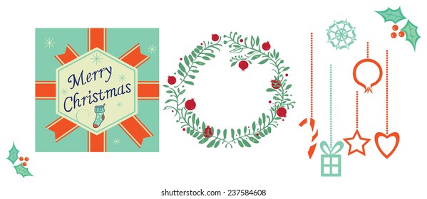 Illustrations on christmas theme, vector