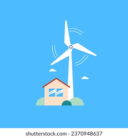 Illustrations on the themes of alternative energy, solar and wind energy. Vector illustrations.