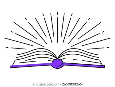 Ilustrações de livros abertos. Imagem para educação e escola.