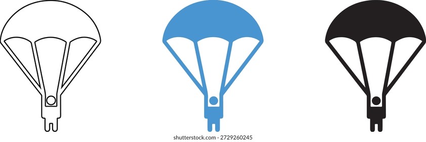 Illustrations of Parachutists in Different Colors Blue White Black