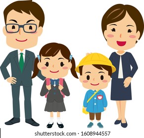 Illustrations of parents attended their daughter's and son's entrance ceremony