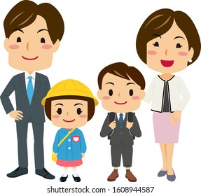 Illustrations of parents attended their daughter's and son's entrance ceremony