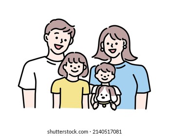 Illustrations of parents and children, parents, husband and wife, and family.Friends, marriage, children, happiness, family.
