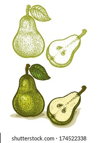 Illustrations of pear in retro style