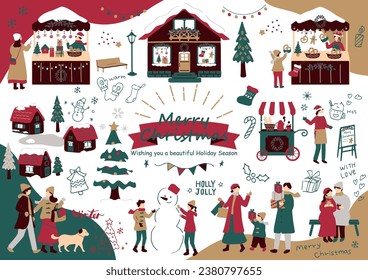 Illustrations of People Enjoying Christmas