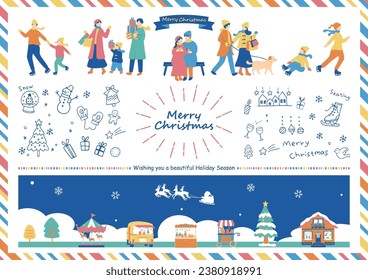 Illustrations of People Enjoying Christmas