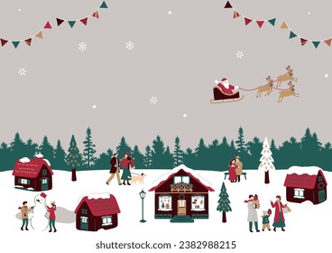 Illustrations of People Enjoying Christmas