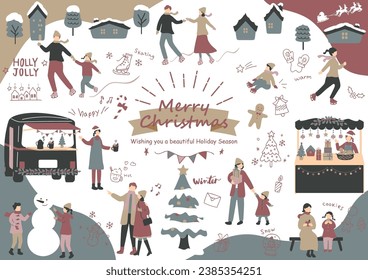 
Illustrations of people enjoying Christmas