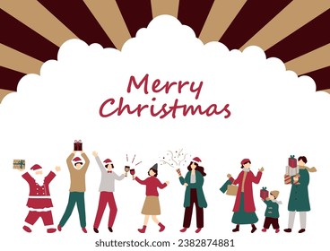 Illustrations of People Enjoying a Christmas Party