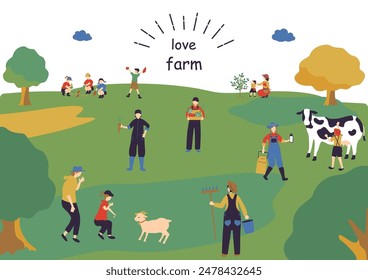 Illustrations of people enjoying a farmer experience