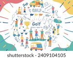 Illustrations of people enjoying golf