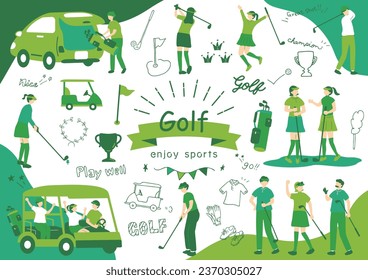 Illustrations of People Enjoying Golf