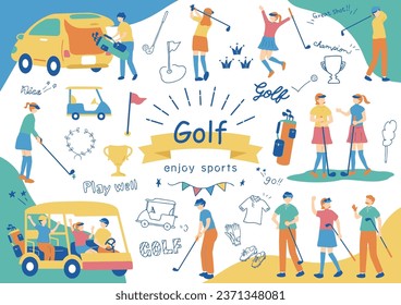 Illustrations of People Enjoying Golf