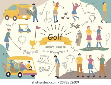 Illustrations of People Enjoying Golf