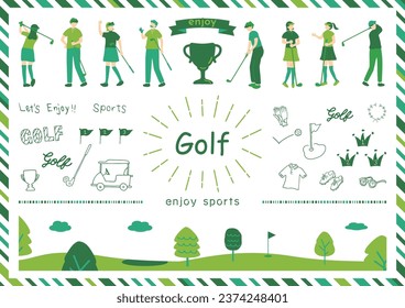 Illustrations of People Enjoying Golf