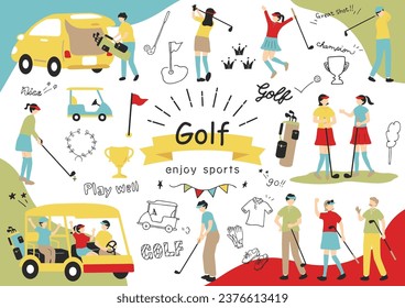 Illustrations of People Enjoying Golf