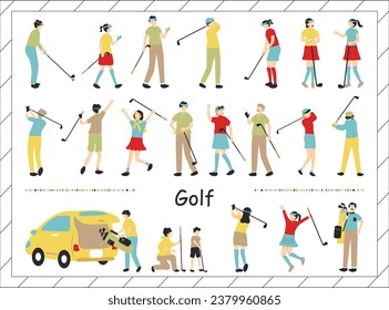 Illustrations of People Enjoying Golf