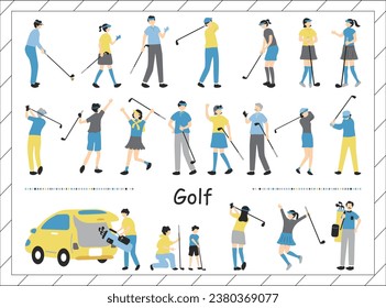 Illustrations of People Enjoying Golf
