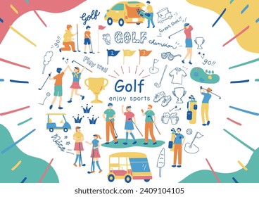 Illustrations of people enjoying golf