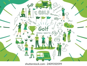 Illustrations of people enjoying golf