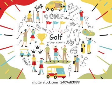 Illustrations of people enjoying golf