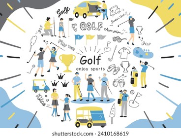 Illustrations of people enjoying golf