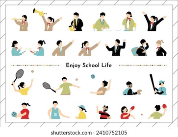 Illustrations of people enjoying school life