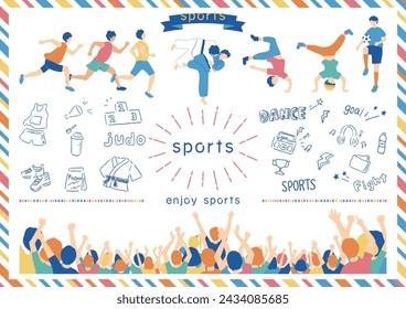 Illustrations of people enjoying sports