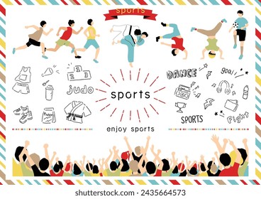 Illustrations of people enjoying sports