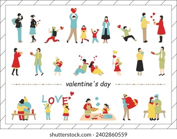 Illustrations of People Enjoying Valentine's Day