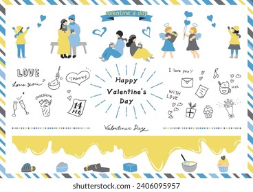 Illustrations of people enjoying Valentine's Day