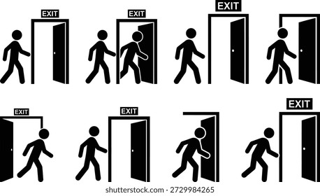 Ilustrações de pessoas saindo através de portas