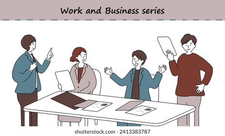Illustrations of people having a business meeting