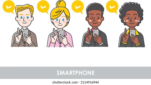 
Illustrations of people operating smartphones