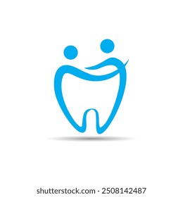 Illustrations of people and teeth symbolize the identity of a dentist or dental health service.