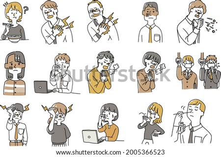 Illustrations of people of various ages regarding health