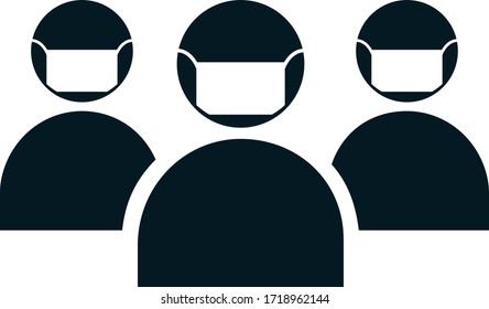 Illustrations of people wearing masks.