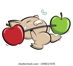 Illustrations of pig action logo on white background, Animals vector of isolated a cute pig icon