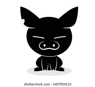 Illustrations of pig action logo on white background, Animals vector of isolated a cute pig icon