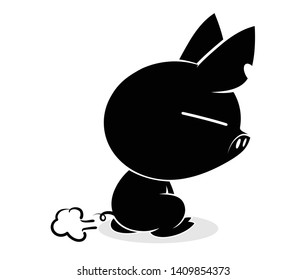 Illustrations of pig action logo on white background, Animals vector of isolated a cute pig icon