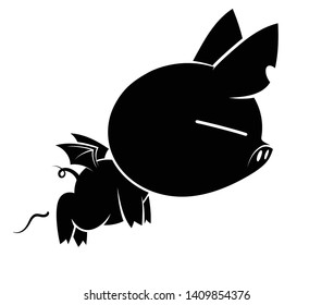 Illustrations of pig action logo on white background, Animals vector of isolated a cute pig icon