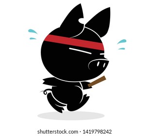 Illustrations of pig action logo on white background, Animals vector of isolated a cute pig icon