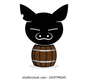 Illustrations of pig action logo on white background, Animals vector of isolated a cute pig icon